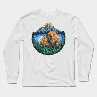 bear wild mountain sunset Long Sleeve T-Shirt